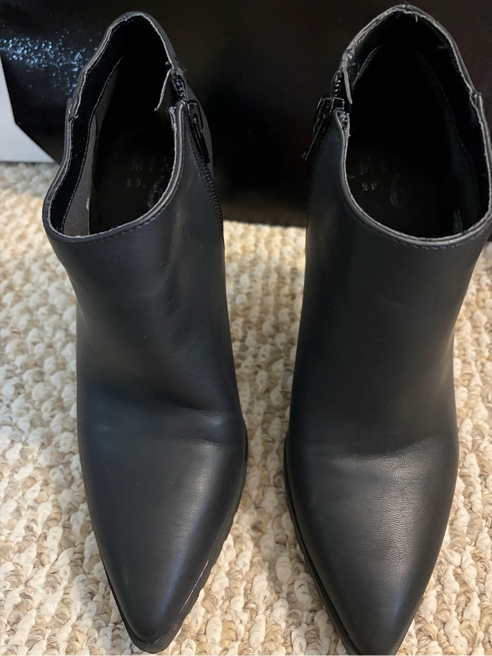 Mix No. 6 Black Pointed Leather Ankle Booties